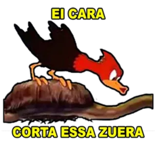 🤪 EI CARA
CORTA ESSA ZUERA cartoon, bird, branch, stop, meme, fun, humor telegram sticker