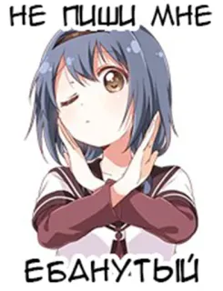 ❌ НЕ ПИШИ МНЕ ЕБАНУТЫЙ Anime Mädchen, Beleidigung, Verschränkte Arme, Halt die Klappe, Schreib mir nicht whatsapp sticker