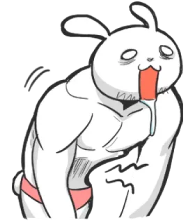 🤤 Hase, Tier, Muskel, athletisch, Cartoon whatsapp sticker