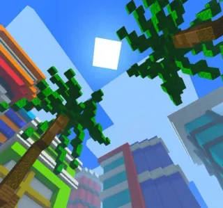 🌴 Minecraft, bangunan, pohon, langit, kota, kubus telegram sticker