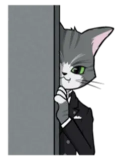 👁 고양이, 만화, 의인화, 정장, 엿보기, 동물 telegram sticker
