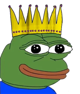 👑 Pepe the Frog pepe, grenouille, mème, roi, couronne, dessin animé telegram sticker