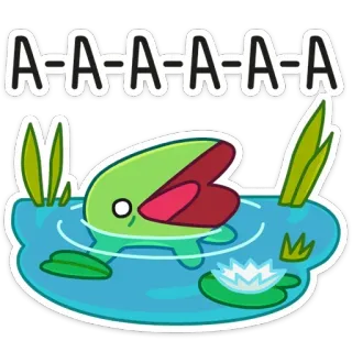 😱 AAAAAA rana, stagno, carino, kawaii, verde, acqua, ninfea telegram sticker