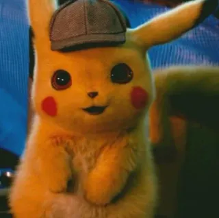🌝 Pikachu Detective Pikachu 皮卡丘, 大侦探皮卡丘, 宝可梦, 卡通, 电影, 帽子 telegram sticker