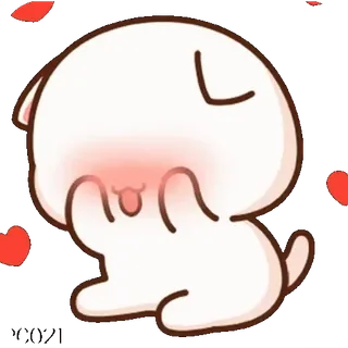 🙈 carino, cane, arrossendo, cartone animato, kawaii, cuori telegram sticker