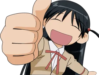 👍 Gadis anime, Jempol ke atas, Senang, Positif, Persetujuan, Kerja bagus telegram sticker