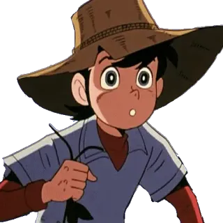 😮 Animé, Garçon, Dessin animé, Personnage, Chapeau, Aventure, Rétro whatsapp sticker