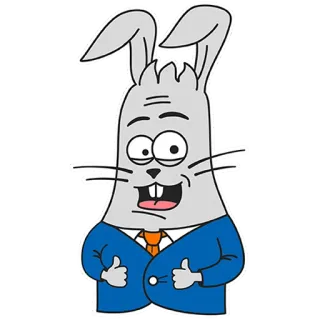 👍 Hase, Cartoon, Anzug, Daumen hoch, Häschen, Figur telegram sticker
