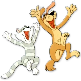 🎉 cartoon, cat, dog, friends, happy, animals whatsapp sticker