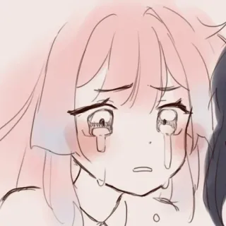 😔 anime, crying, sad, emotional, illustration telegram sticker