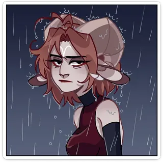 ⭐ baran, smutny, deszcz, postać, grafika cyfrowa, naklejka telegram sticker