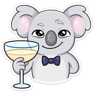 🍸 коала, пьет, тост, животное, мультфильм, милый telegram sticker