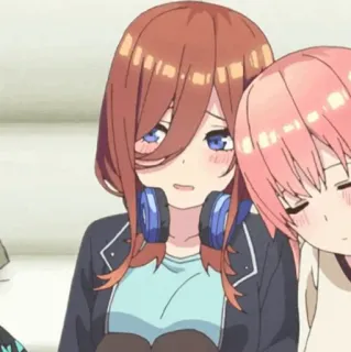 🐾 Miku Nakano The Quintessential Quintuplets Anime, Manga, Carino, Ragazza, Personaggio, Cuffie, The Quintessential Quintuplets telegram sticker