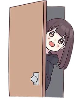 😲 anime girl, door, peeking, cute, cartoon, illustration telegram sticker
