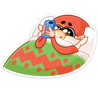 📱 Papá Noel, teléfono móvil, personaje de dibujos animados, durmiendo, navidad, vacaciones, emoji telegram sticker