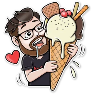 🍨 Мультфильм, Мороженое, Десерт, Мужчина, Еда, Счастливый telegram sticker