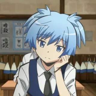 🌀 Nagisa Shiota Assassination Classroom Anime, Mangá, Nagisa Shiota, Assassination Classroom, Cabelo azul whatsapp sticker