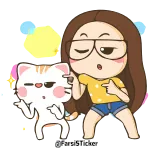 🕺 Cartoon, Katze, Mädchen, Zeigen, Tanzen, Brille, Animiert telegram sticker