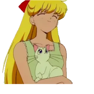 😇 Sailor Venus Sailor Moon Anime, Dessin animé, Fille, Chat, Mignon whatsapp sticker
