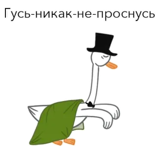 🤤 Гусь-никак-не-проснусь 거위, 자는, 만화, 동물, 새, 모자 telegram sticker