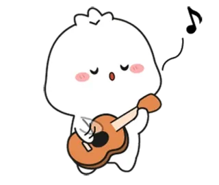 🌟 мультфильм, персонаж, милый, гитара, музыка, играет telegram sticker