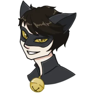 😏 Cat Noir Miraculous: Tales of Ladybug & Cat Noir Cat Noir, Miraculous Ladybug, dibujos animados, anime, superhéroe, gato telegram sticker