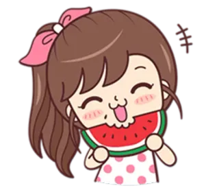 🍉 Dibujos animados, Chica, Sandía, Lindo, Comida telegram sticker