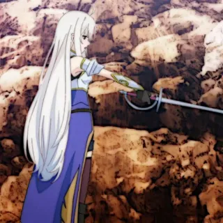 🍪 anime, sword, warrior, fantasy, character, female, long hair telegram sticker