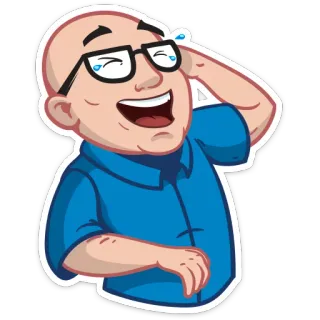 😂 cartoon, man, glasses, smile, happy, bald whatsapp sticker