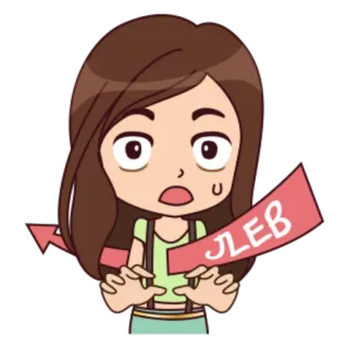 😳 JLEB mujer, chica, dibujos animados, impactada, asustada whatsapp sticker