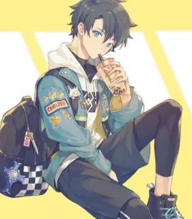 🧋 Anime, Anak laki-laki, Bubble tea, Remaja, Lucu, Ilustrasi telegram sticker