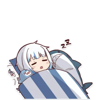 😴 Gawr Gura anime, shark, cute, sleeping, chibi, Vtuber telegram sticker