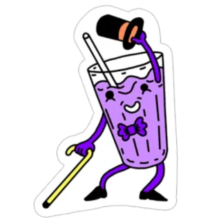 🤠 bebida, cartola, bengala, desenho animado, roxo, kawaii whatsapp sticker