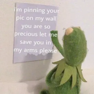 😍 Kermit i'm pinning your
pic on my wall
you are so
precious let me
save you in
my arms please 科米蛙, 木偶, 梗, 爱, 珍贵, 置顶, 救救我 telegram sticker