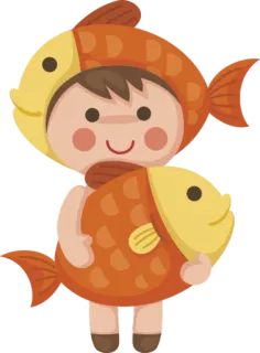 ♓ vis, kostuum, kind, schattig, dier telegram sticker