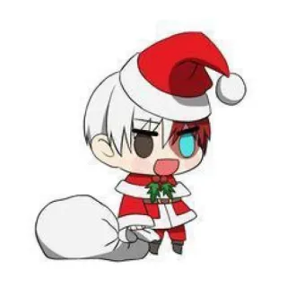 🎅 Todoroki Shoto My Hero Academia Todoroki Shoto, My Hero Academia, Anime, Noël, Père Noël, Chibi, Mignon whatsapp sticker