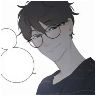 😏 Kreskówka, Okulary, Mężczyzna, Osoba, Uśmieszek telegram sticker