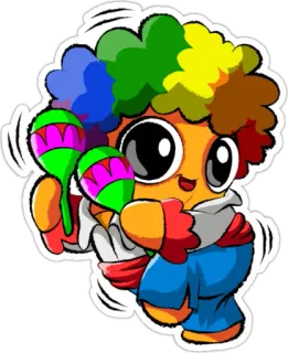 🕺 clown, maracas, cartone animato, festa, celebrazione, carino telegram sticker