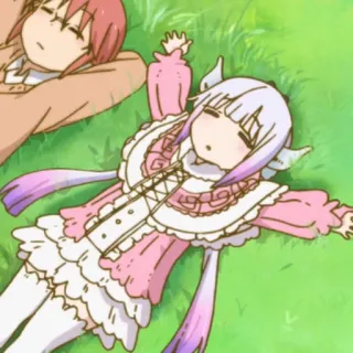 🍡 Kanna Kamui Miss Kobayashi's Dragon Maid anime, naga, tidur, imut, kawaii whatsapp sticker