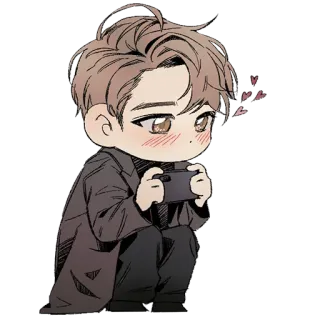❤️ chibi, anime, cartoon, digital art, heart, cute, person telegram sticker