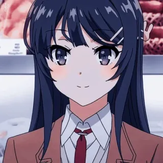 🙂 Mai Sakurajima Rascal Does Not Dream of Bunny Girl Senpai 动漫, 女孩, 校服, 可爱, 长发, 角色 telegram sticker