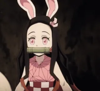 ❤ Nezuko Kamado Demon Slayer nezuko, oreilles de lapin, demon slayer, anime, manga, kamado telegram sticker