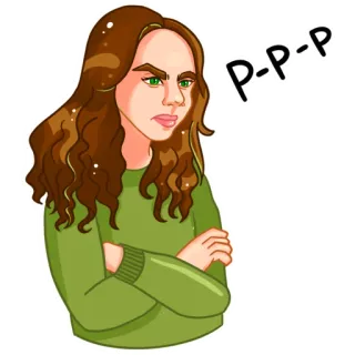 😡 P-P-P mulher, adesivo, retrato, desenho animado, feminino, ilustração telegram sticker