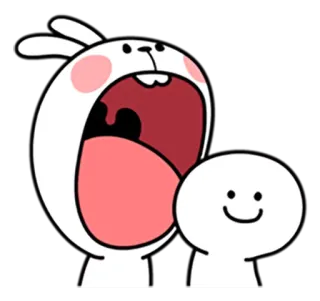👿 conejo, dibujo animado, lindo, sticker, expresión, boca abierta whatsapp sticker