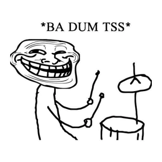 🥁 Trollface *BA DUM TSS* meme, trollface, drums, joke, funny telegram sticker