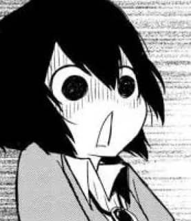 🍃 anime, manga, shocked, surprised, cartoon, cute, black and white telegram sticker