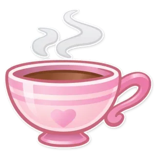 🍵 café, thé, tasse, boisson, boisson, rose, coeur, fumant, chaud telegram sticker