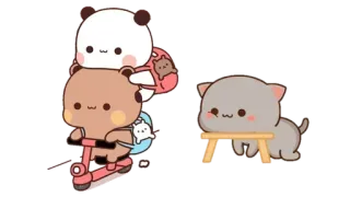 🍩 kawaii, animals, bears, panda, cat, cute, scooter, animated telegram sticker