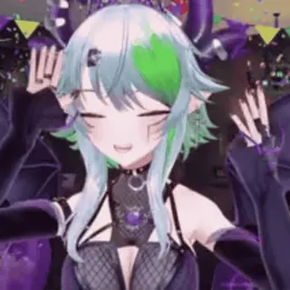 💀 anime girl, vtuber, kawaii, cute, demon, horns, sparkle telegram sticker