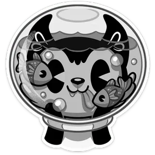 ⚗️ fish, animal, cartoon, pet, aquarium, black and white telegram sticker